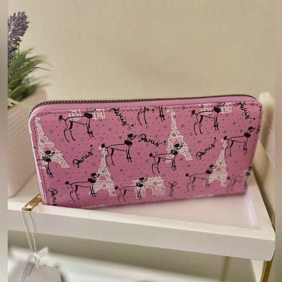 None Accessories - Pink Parisian Print Wallet